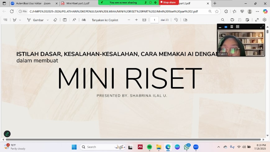 BERITA ACARA PENULISAN MINI RISET PART 2 ''Optimalkan Mini Risetmu: Kupas Istilah, Hindari Kesalahan, Manfaatkan Teknologi''