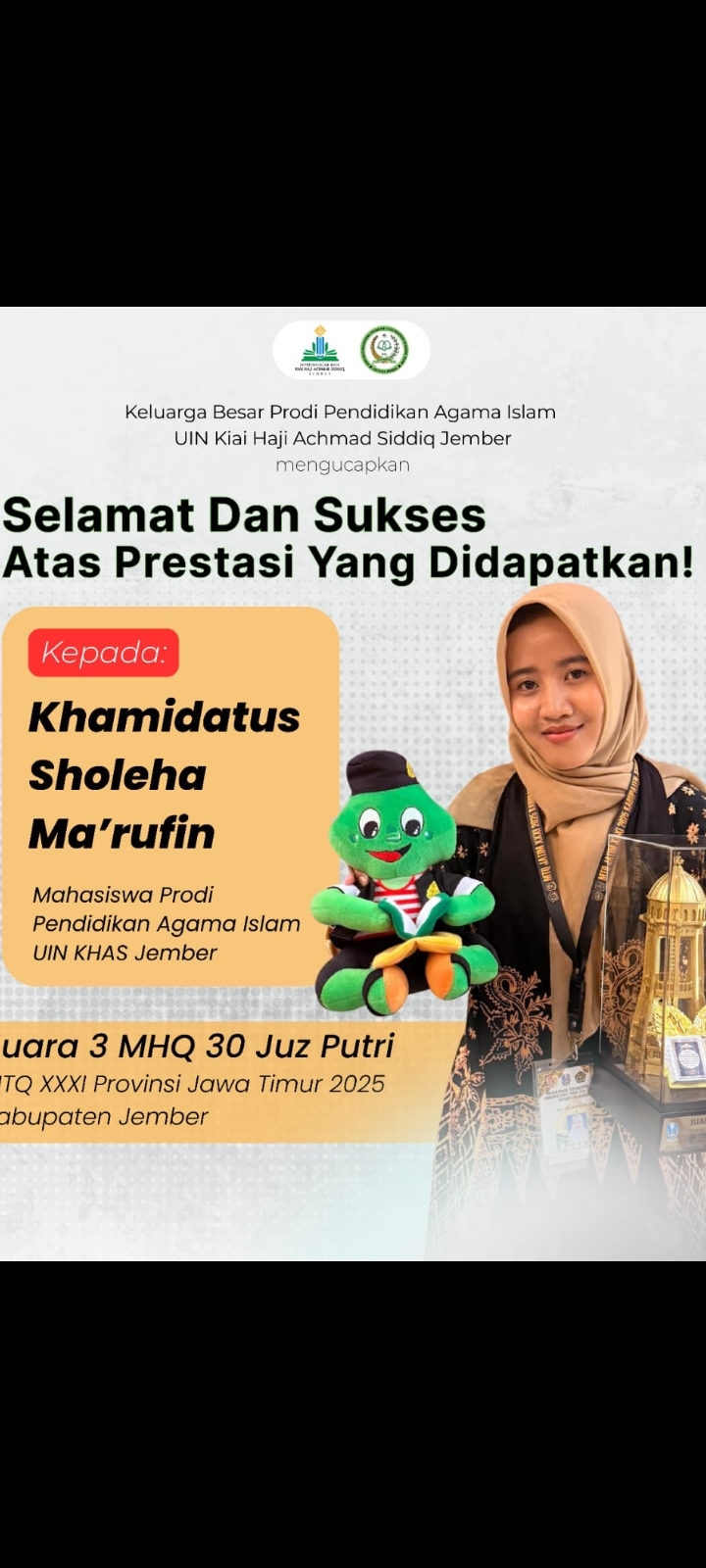 Selamat atas Prestasi Khamidatus Sholeha marufin