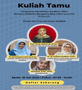 Prodi PAI Selenggarakan Kuliah Tamu Penguatan Pendidikan Karakter (PPK) Berbasis Moderasi Beragama